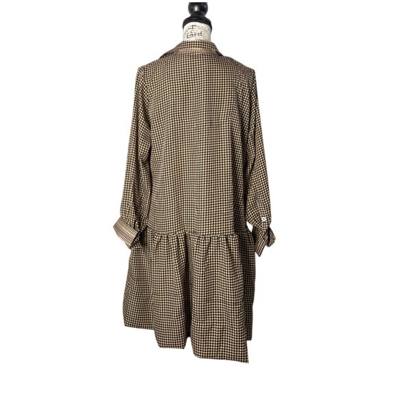 Gretchen Scott Drop Waist Shirt Dress Long-Sleeve Button-Front Checkmate XL - Picture 3 of 7